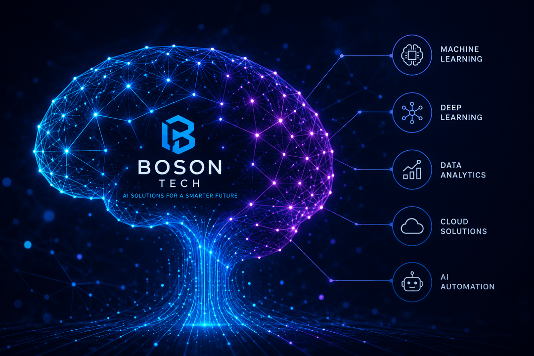 Abstract neural network visualization representing Boson Tech's AI solutions